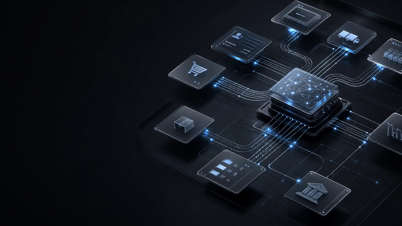 Connected business applications exchanging customer, commerce, inventory, and operations data